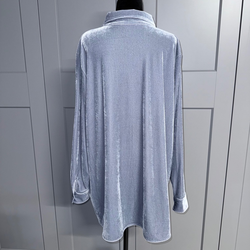 Soft Surroundings Velvet Boyfriend Tunic Button Down Shirt 3X Loungewear EUC - Picture 2 of 9